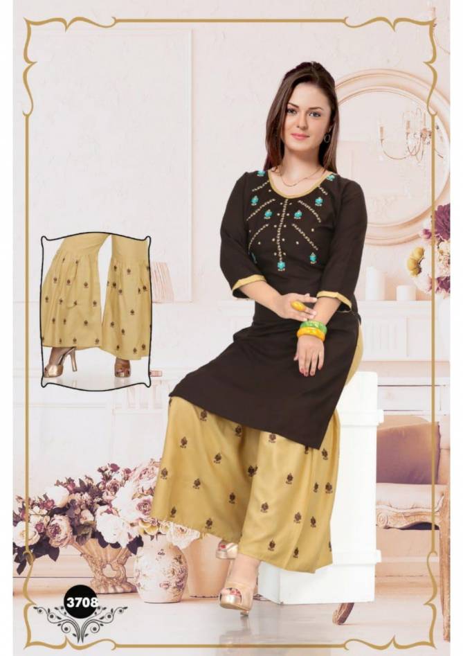 Trendy Mirror  Latest Fancy Festive Wear Heavy Rayon Kurti With Sharara Collection